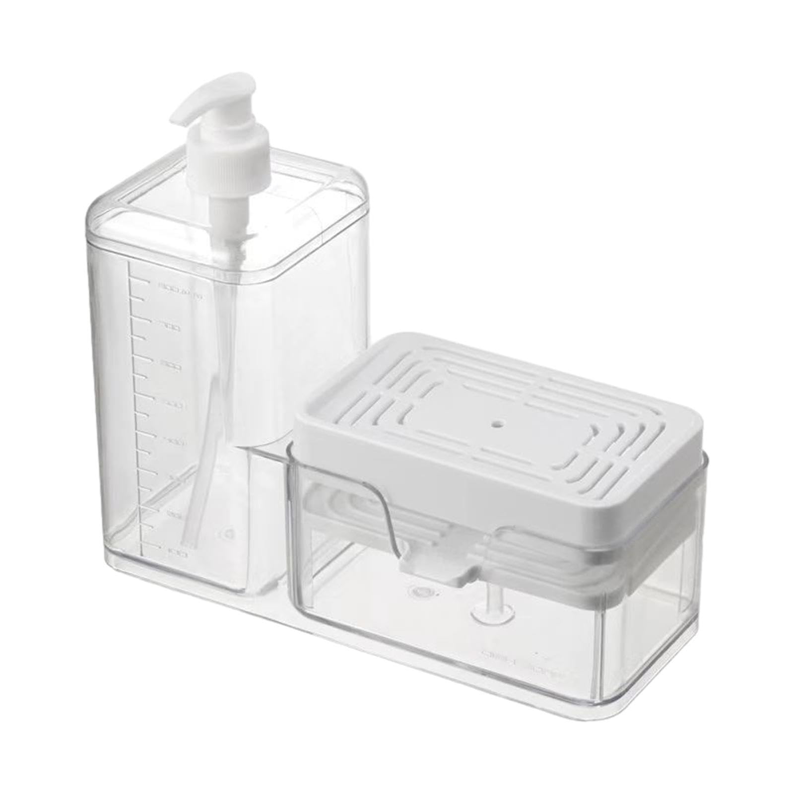 PIXZCSA Soap Dispenser And Sponge Holder Set Kitchen Sink Liquid Pump Bottle Keeping Countertops Organized Convenient To .(With Any Scrubber) Soap Dispenser