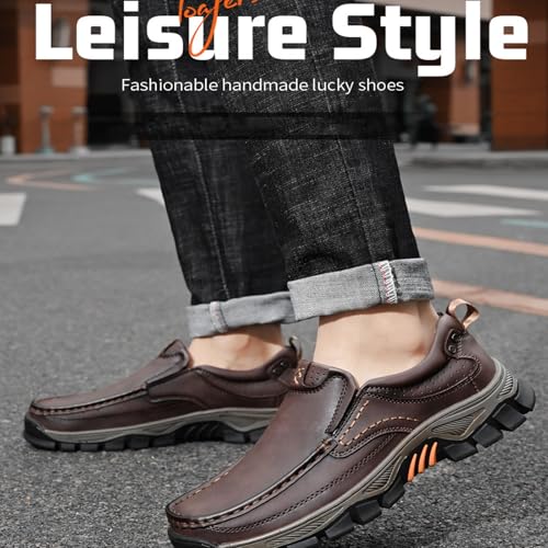 Enjerr Orthopedic Shoes Men,Enjerr Orthopedic Shoes,Men's Comfortable Casual Genuine Leather Slip on Loafers Driving Loafers2