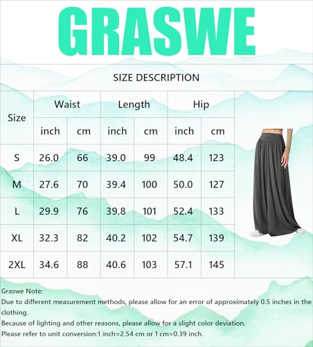 GRASWE Women Palazzo Pants Elastic High Waist Baggy Trousers Summer Casual Wide Leg Pants4