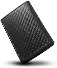 Business Card Holder, Carbon Leather, Card Holder, Bifold Business Card Holder, Large Capacity, 50 Pieces, Cowhide Leather, For Business, Men's, Design1 (black)