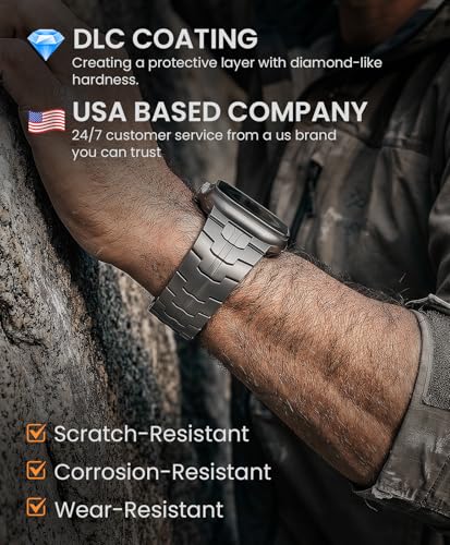 Image of Grade 5 Titanium Band for Apple Watch Ultra 3 /2 /1 49mm & Series 11 /10 46mm, DLC Coating Anti-Scratch Ultra 3 Band with Small-Link Design for Precise Fit, Secure Butterfly Clasp Band for Men