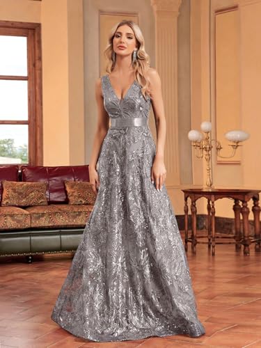 Sleeveless Glitter Sequined Womens Long Formal Gown Aline Prom Dress for Anchorwoman Floor Length Evening Dress3