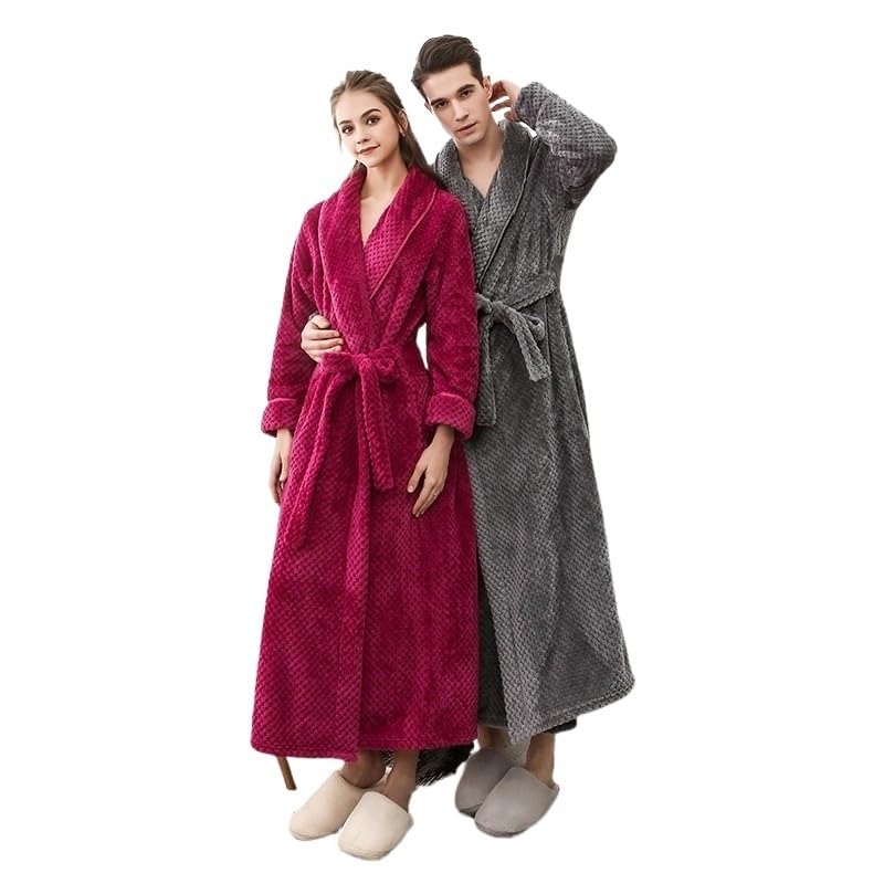 Albornoz,Albornoz Hombre Autumn And Winter Season Home Plush Soft And Comfortable Couple Pajamas Men's Thick Large Bathrobe Extended White Pajamas(WHITE,XL)