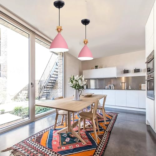 Image of Modern Pink Dome Hanging Pendant Light for Ceiling, Aluminium, Antique Decor, E-27 Holder, Bulb is not Included,Pack of 2