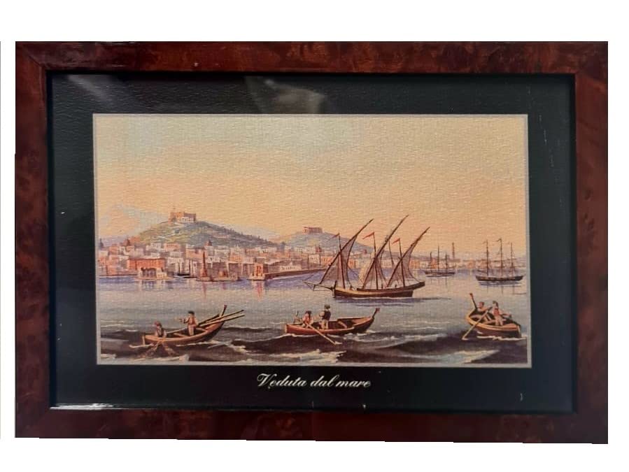 Generico Carte da Gioco con Cofanette in legno fatto a Mano Artigianale Poker e Napoletane - Misure 21x15,5 cm (Veduta sul Porto)
