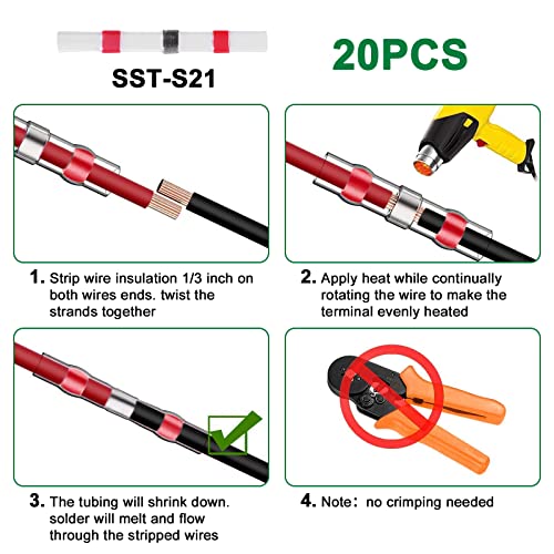 URAQT 2 Polig Kabel Steckverbinder Stecker, 5 Sätze Wasserdichter Stecker Kabel Steckverbinder Stecker mit Kabel 16 AWG Marine für Auto KFZ LKW Kayak Boote Roller Motorrad (mit 20pcs Lötverbinder)