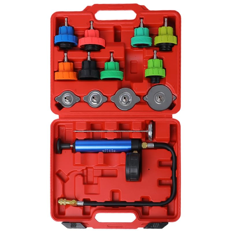 ZJERYL GULL 14pcs Cooling System Pressure Tester kit Automotive Radiator Pressure Tester for Motorcycle Car Truck