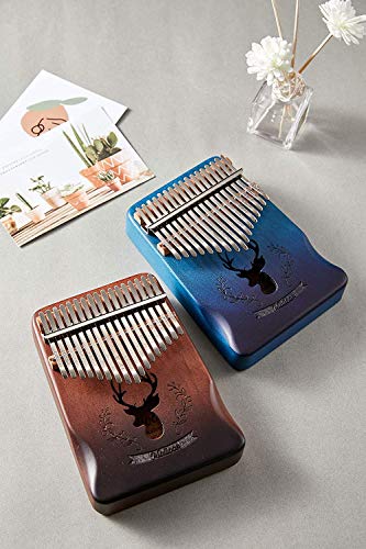 Image of Kalimba 17 Keys Thumb Piano Figer Piano Mbira Keyboard Music Instrument with Bag, Tune Hammer, Learning Instruction and Stickers, Gift for Kids Adults Beginners Professional