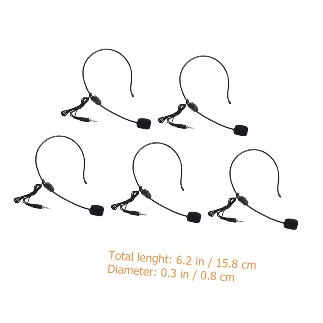 CIMAXIC 5Pcs Headset Microphone with Voice Amplifier for Teaching Performance and Accompaniment Singing Flexible Wired Instructor Mic for Family and Friends