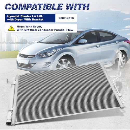 Image of Air Conditioning A /C Condenser Compatible with Hyundai Elantra 2007-2010# 3591, CN3591PFC, 976062H010, 976062H000