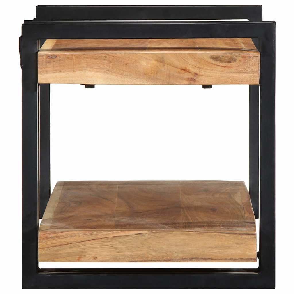 Wandregal 70x33x35 cm Massivholz Akazie mit 60 kg Tragkraft, stabiles Hifi Regal und Medien Schrank für Wohnzimmer, Aufbewahrung von DVD, CD, Vinyl, Router und Gaming Zubehör