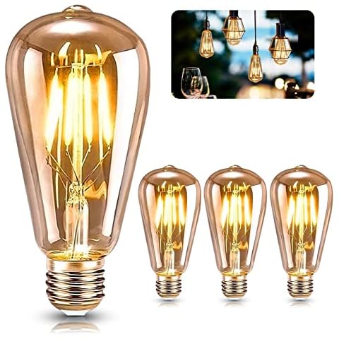 DASIAUTOEM Edison Vintage Glühbirne E27, Edison Glühbirne 4W LED Glühbirne Antike Glühbirne LED Lampe Warmweiß Dekorative Glühbirne Cover