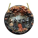 XAGMODSHN Élégant Porche Halloween en Bois Élégant Modèle De Sorcière Bois Plaques D...