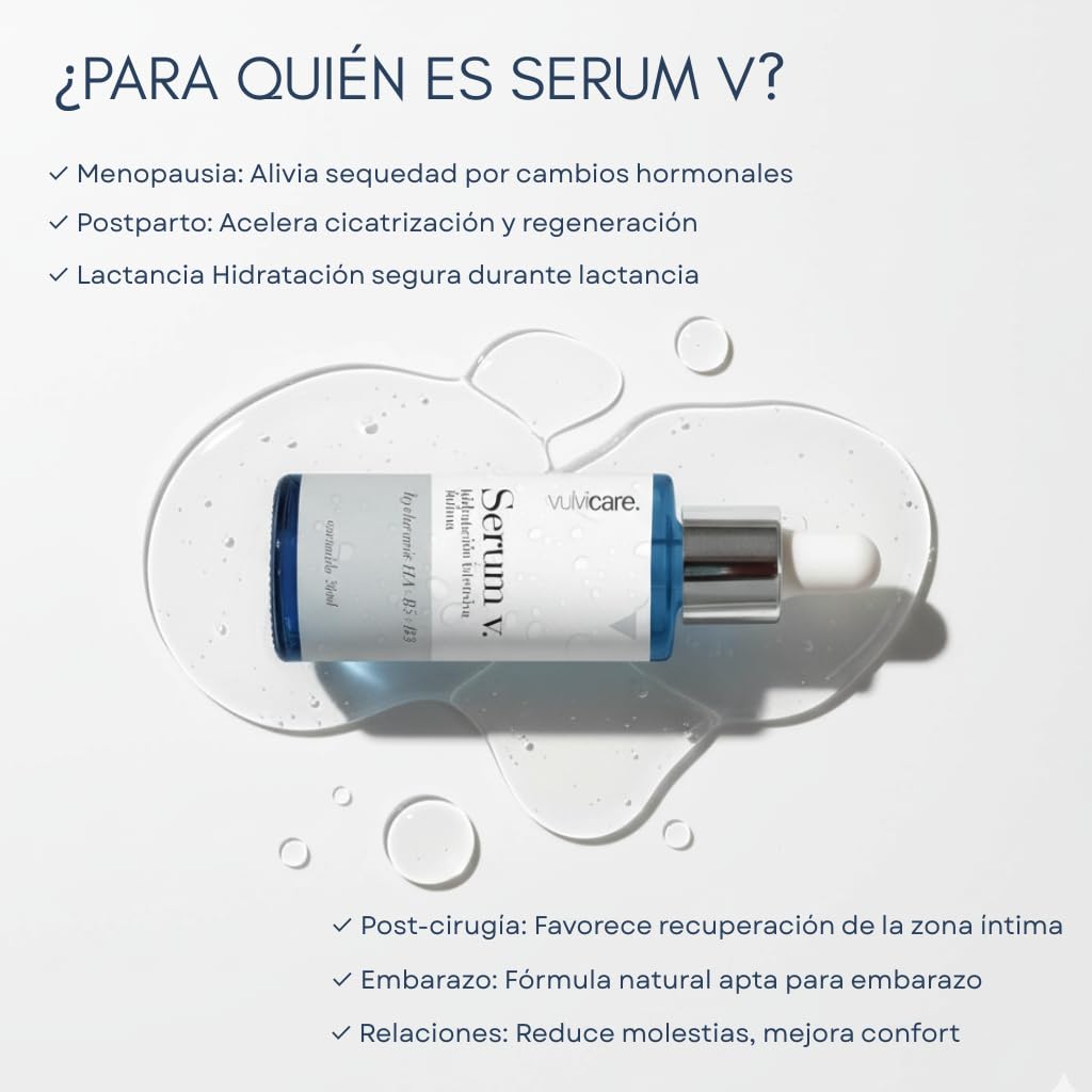 Vulvicare Serum Íntimo Mujer Regenerador Concentrado- 99% Ingredientes Naturales- Doble Ácido Hialurónico- Alivia Sequedad y Picor- pH 4.5-5.5 Vitaminas B5 y B3-30ml