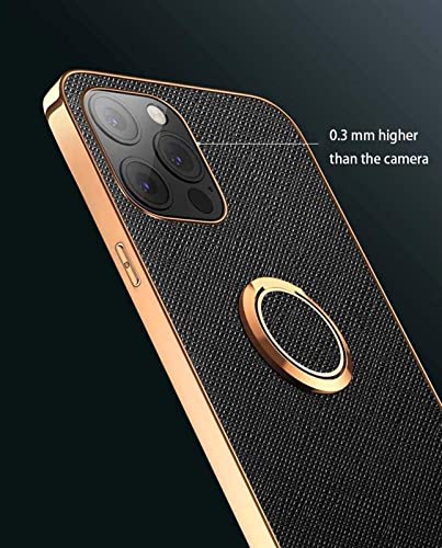 Coque iPhone 12 Pro Max antichoc avec support bague et cadre doré chic