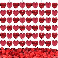 ASANMU Decorazioni San Valentino, Kit Romantio Decorazioni, 1000 Pezzi Petali di Rosa Rossa + 50pcs Amore Cuore Candele Romantiche + 10pcs Cuore Rosso Palloncino Decorazioni per Matrimoni Anniversari
