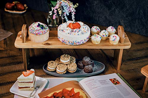 Speshh Acacia Wooden Serving Board On Stand – Raised Wood Serving Trays Platter – Elegant Home Kitchen Countertop Organizer Shelf & Large Charcuterie Tray For Cheese Party Food 21.5 X 6 X 8.7 Inches #TOP6