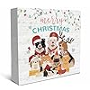 SRADMO Merry Christmas Dogs Wood Box Sign Desk Decor Christmas Wooden Box Sign Decoration For Home Office Christmas Dog Decorations Dog Christmas Decor Shelf Table Decor