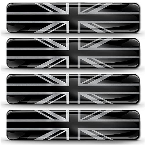 Biomar Labs® 4 x 3D Flexibles Autocollant Stickers Drapeau Britanique Royaume-Uni GB UK Union Jack Argent Flag Adhésif pour Décoration Car Voiture Auto Moto...
