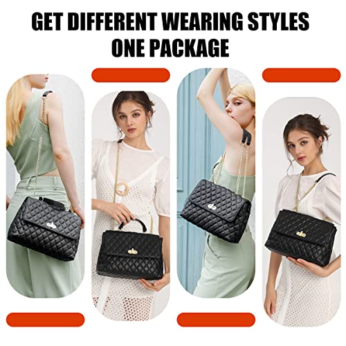 ER.Roulour Quilted Crossbody Bags for Women, Trendy Roomy Shoulder Handbags with Flap Gold Hardware Chain Purses Shoulder Bag2