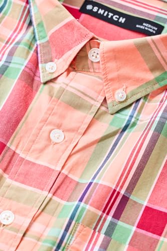 Image of SNITCH Men Casual Shirt | Regular Fit Full Sleeve Button-Down Collar Plaid Design | 100% Cotton & Breathable Fabric for Everyday Wear & Outings