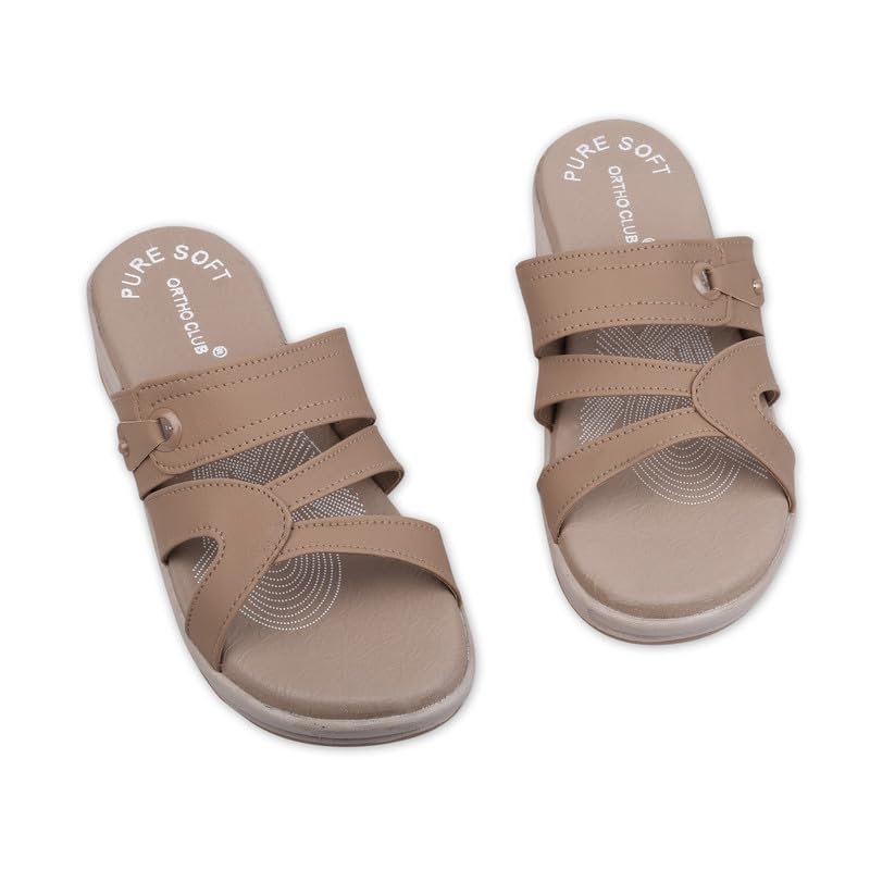Image of ORTHO CLUB Women Orthopedic Comfort Slippers | Soft Cushioned Footbed | Anti-Slip Sole | Lightweight Daily Wear Sandals for Home & Outdoor Use