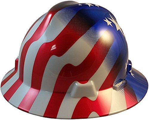 Msa Full Brim Patriotic Hard Hat With American Stars And Stripes Hard Hats - One Touch Suspension  #TOP26