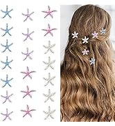 ACO-UINT 20 Pcs Starfish Hair Accessories: Rhinestone Clips for Beach, Mermaid Style - Cute for W...