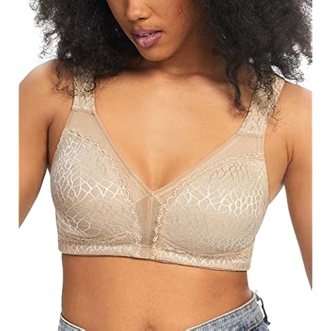 HACI Women's Minimizer Bra Full Coverage Non Padded Wirefree Plus Size for Large Bust Support Seamless(38C, Toffee) Cover