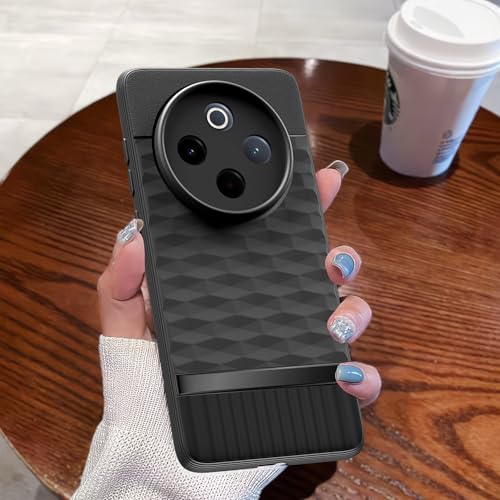 Image of Outlouders Back Cover for Vivo T4 5G / iQoo Z10 5G Camera Protection 3D Hexa Cube Design Silicone Protective Bumper Case (Black)