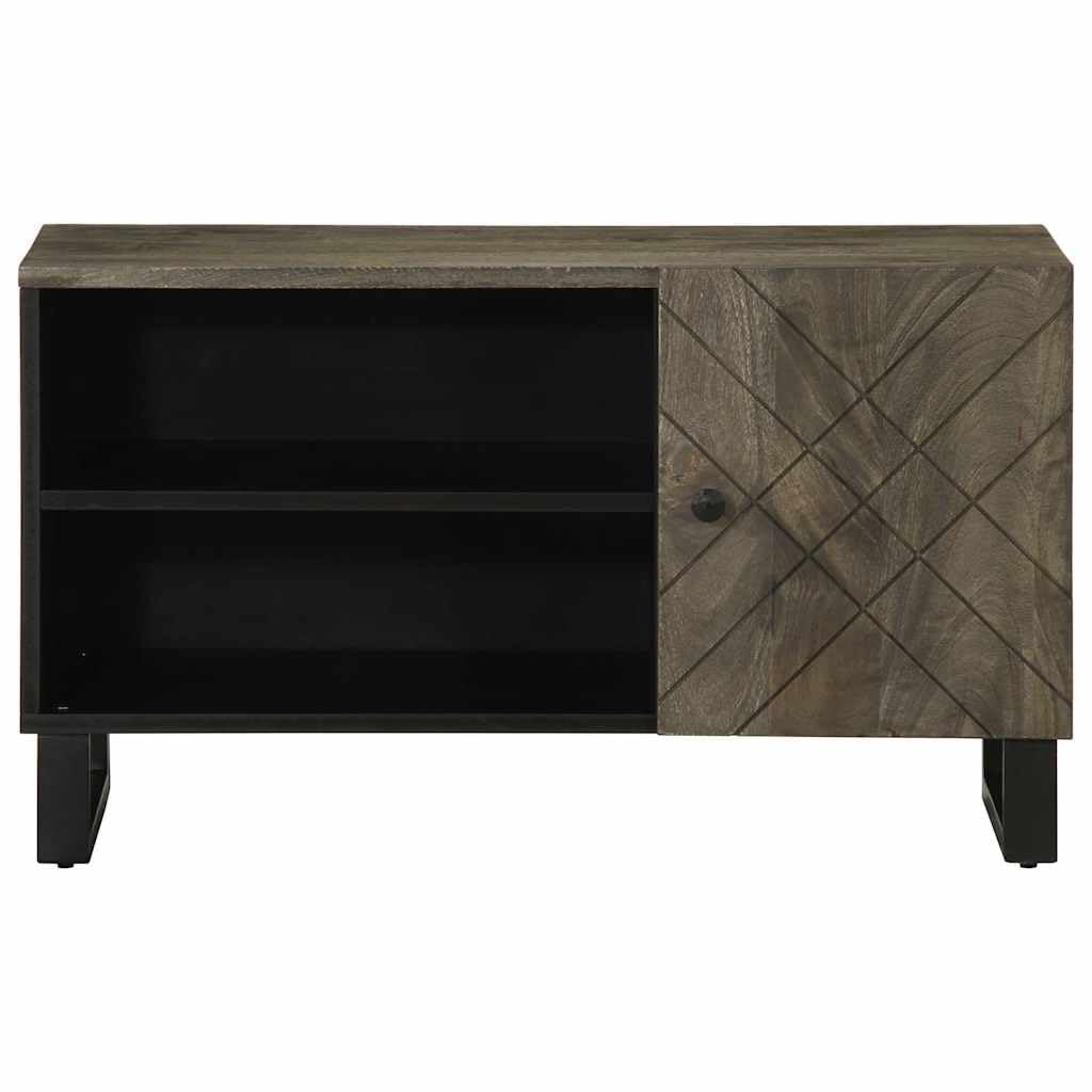 TV-Schrank 80x33x46 cm Massivholz Mango mit Metallfüßen, Lowboard Sideboard HiFi Rack für Wohnzimmer Heimkino, Stauraum für DVD Blu Ray CD Vinyl und Gaming Zubehör