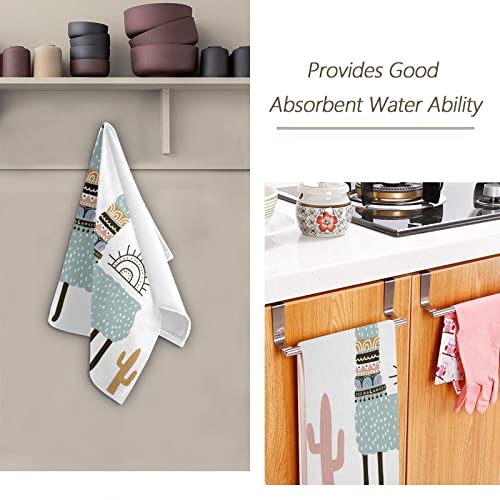 Shustary 2 Pack Cute Llama Alpaca Hand Towels For Bathroom,Quick Drying & Absorbent Microfiber Aqua Llama Coral Cactus White Kitchen Dish Towels Decorative Bath Hand Towel For Face,Gym,Spa 14"X28" #TOP6