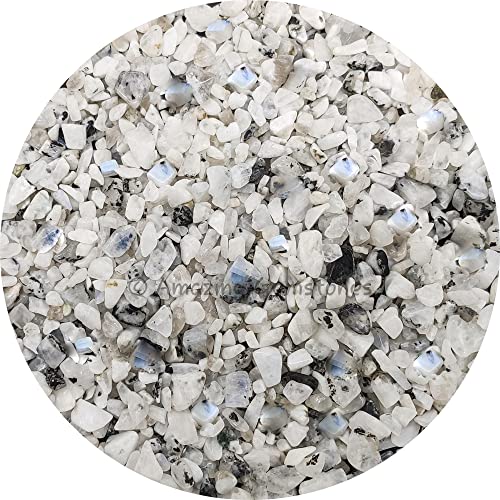 Image of Amazing Gemstone Rainbow Moonstone Crystal Chips Aquarium Gravel Rocks - Bulk Fish Tank Gravel, Small Tumbled Stone Chips and Tiny Crystals for Decoration (Natural AAA Grade Gemstones)