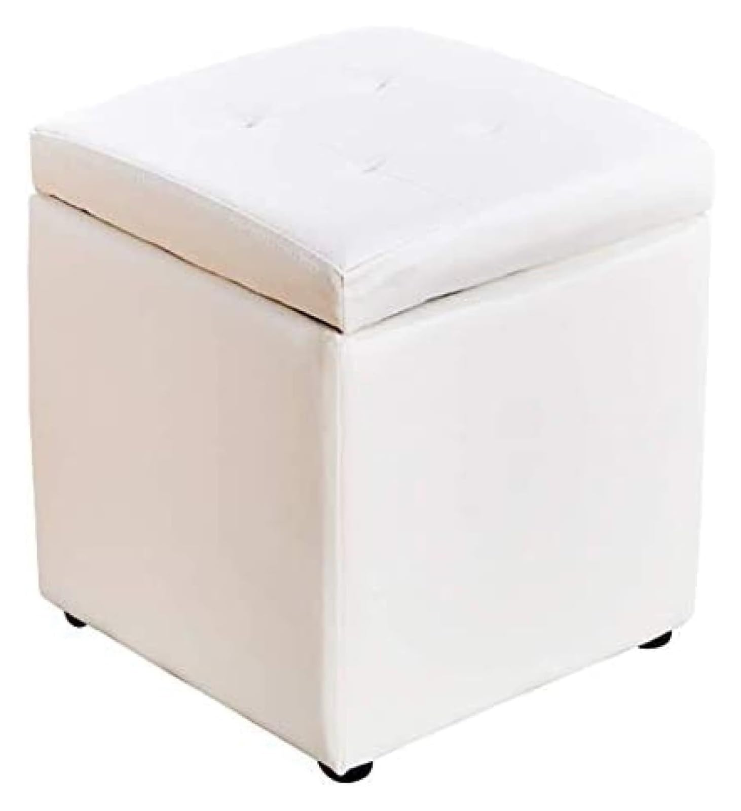 Pouf similicuir blanc gain de place contre le désordre des petits espaces
