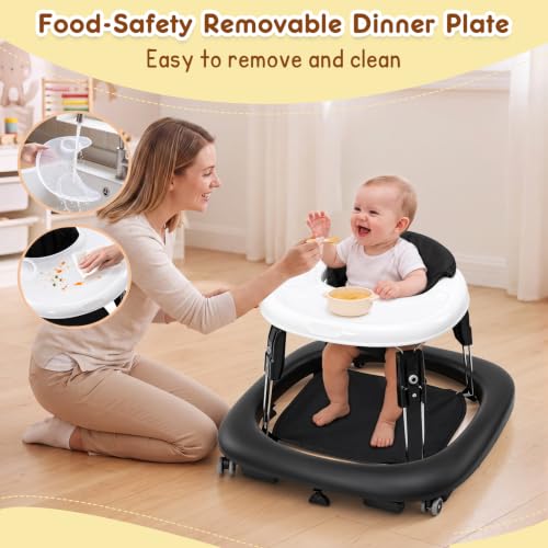 Image of Baby Walker with Wheels, One-Touch Foldable Walker & 7‑Level Height Adjust