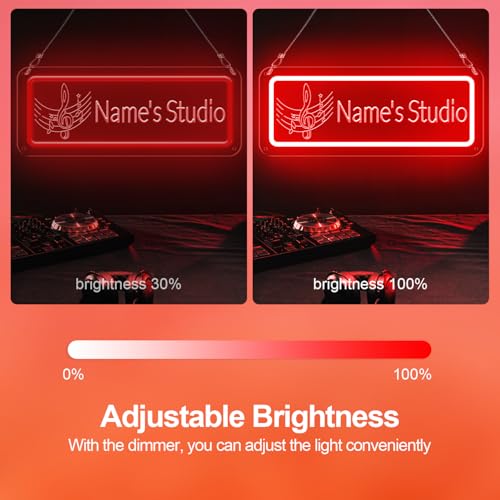 Image of Personalized Studio Neon Sign,Customizable Dimmable Acrylic Name Music LED sign for Music Room, Recording Studio, Gift for Musicians Audiophiles Enthusiasts
