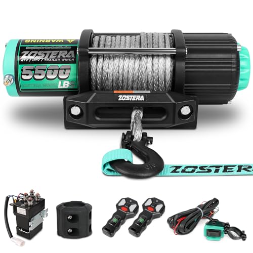 5500lbs ATV/UTV Winch with Synthetic Rope, Electric Boat Trailer ...
