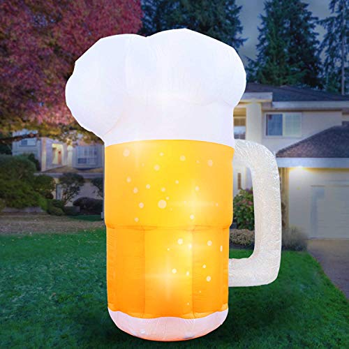 Holidayana 10 Foot Inflatable Saint Patricks Pattys Day Beer Mug Decoration, Includes Built-in