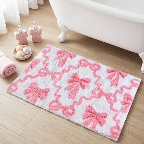 Pink Bow Bathroom Rugs, 16 X 24 inch  - image 1