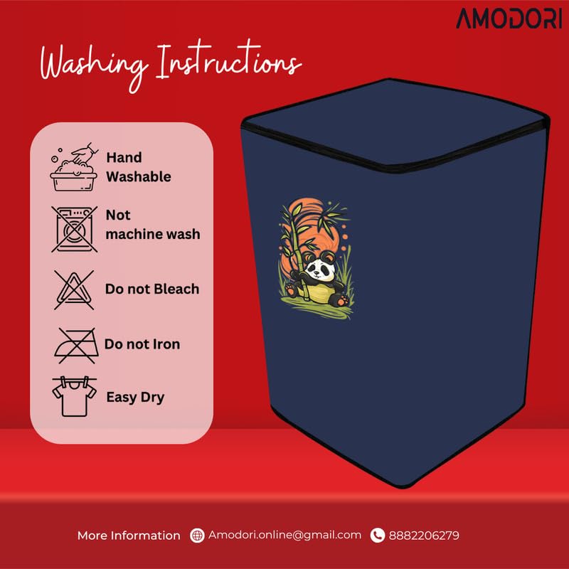 Image of Waterproof Top load washing machine cover Compatible for LG & SAMSUNG 8.5 Kg to 10KG Solid Blue panda bamboo print