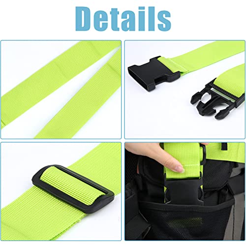 Image of 2pcs Adjustable Luggage Straps and 2pcs Travel Suitcase Tags Identifiers, Reusable Over Handle Luggage Strap Set Travel Belt for Airport Traveling Business Trip (Green)