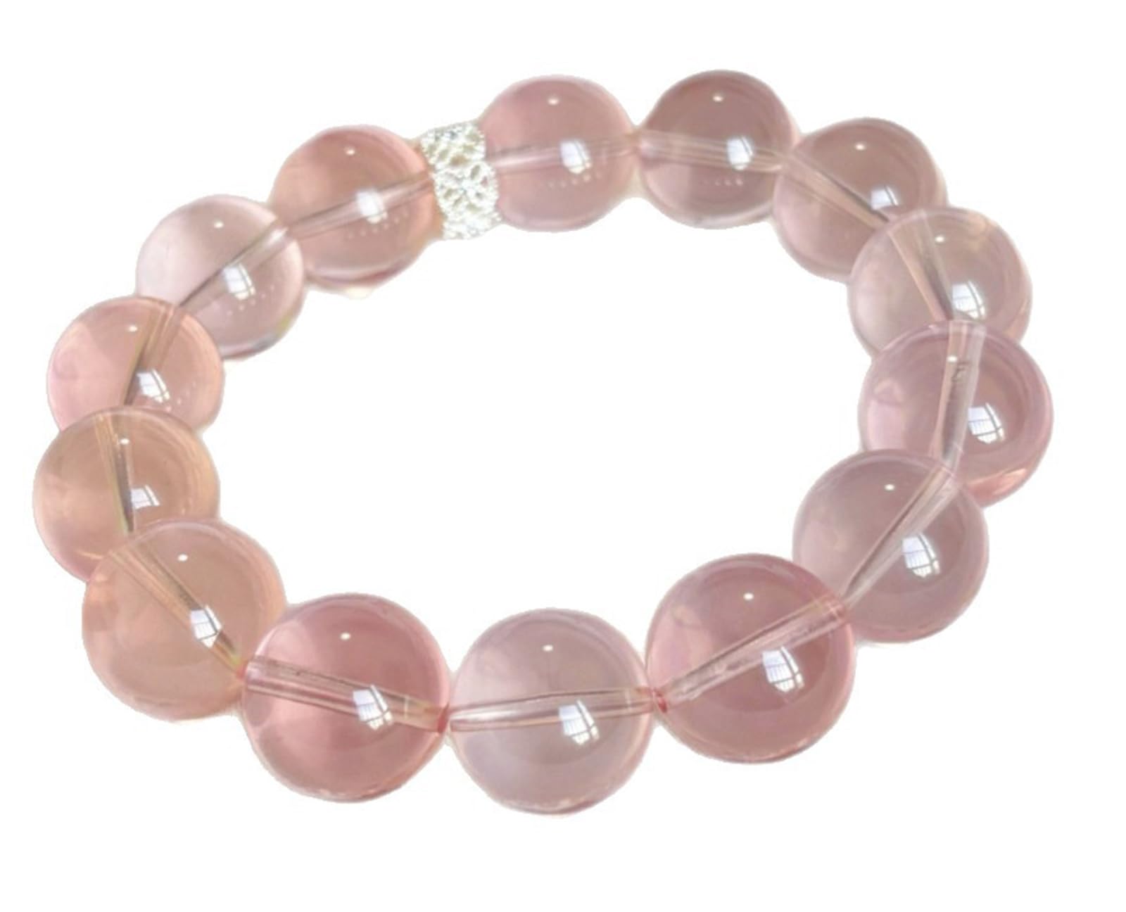 Pulsera elástica de cristal con cuentas de cuarzo rosa de piedra natural