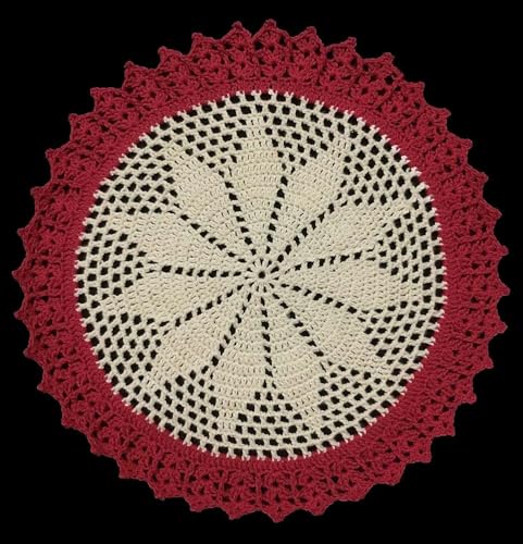 Image of Kavya Craft Present Woollen Handmade Crochet Table Mat /Thal posh (Cream Brown, 15inch)