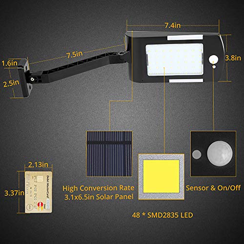 Solar Lights Outdoor, KUFUNG 48 Led Lamp, Wireless Waterproof Solar Flood Light, Security Motion Sensor Light Outdoor Luces Solares for Deck, Fence, Patio, Front Door, Gutter, Yard, Shed, Path(4 Pack)