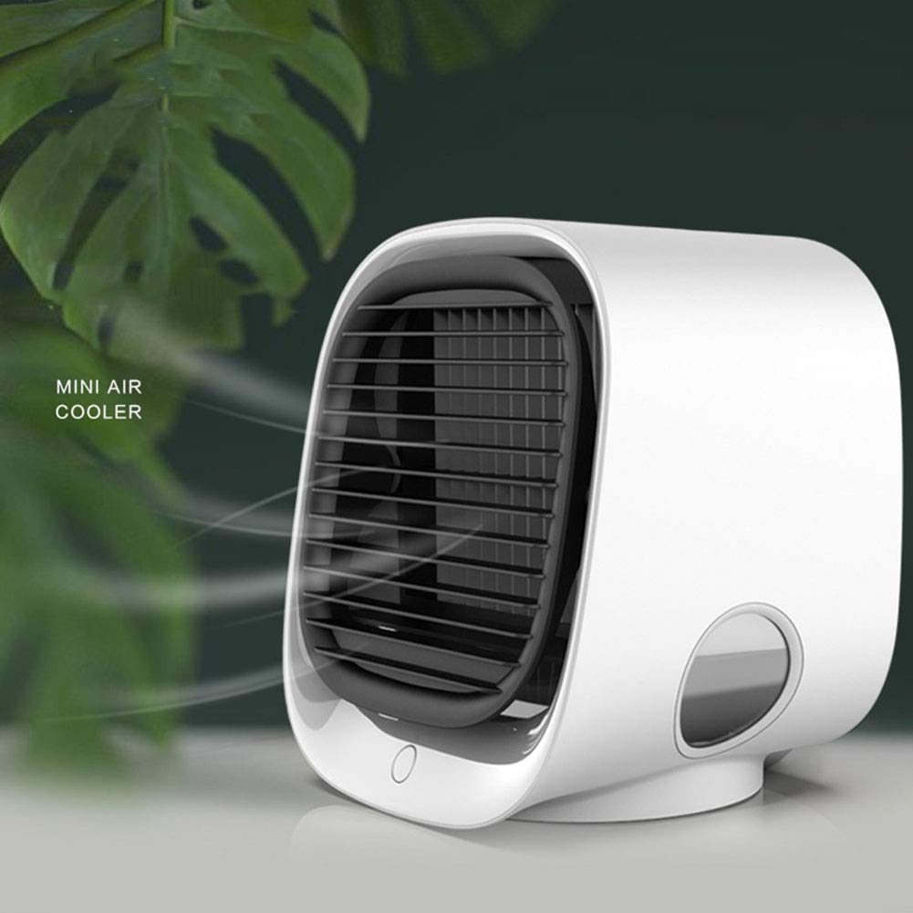 Mini Compact Evaporative Cooler,Low Noise USB Small Air Cooler,Personal Air Conditioner Fan Air Cooling Fan White
