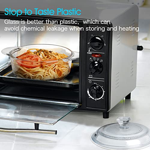 Mini Glass Casserole Dish With Glass Lid (-Lid Not Oven Safe), Round Oven Safe Glass Bakeware With Handles (Mini-1 Liter) #TOP5