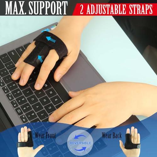 Kecartu 2 Pack Reversible Trigger Finger Splint, Finger Support Stabilizer with Aluminium Bar, Trigger Finger Brace Straightening Supports for Sprains, Injuries, Broken Finger Pain Relief (Black) - Image 3
