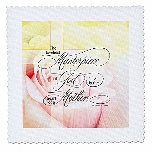 8x8 inch Quilt Square - Christian Cross Masterpiece of God Mothers Day Pink Rose Mothers Day Collection