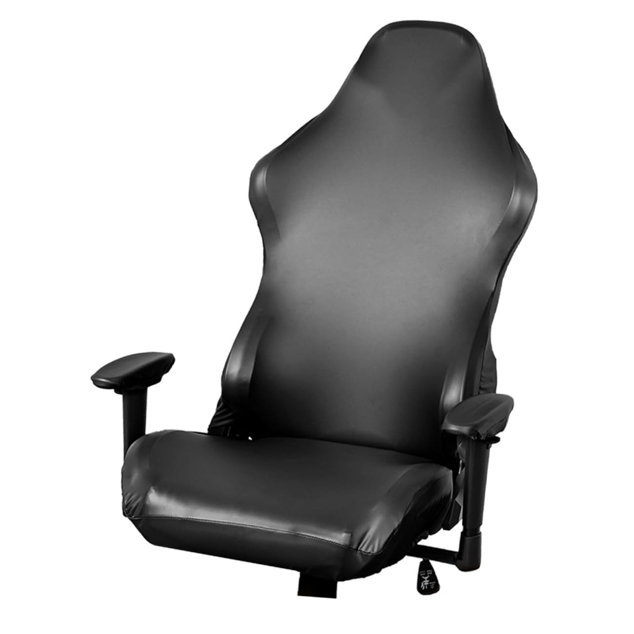 Housse de chaise gaming lavable noire avec protège accoudoirs pour fauteuil d'ordinateur en PU