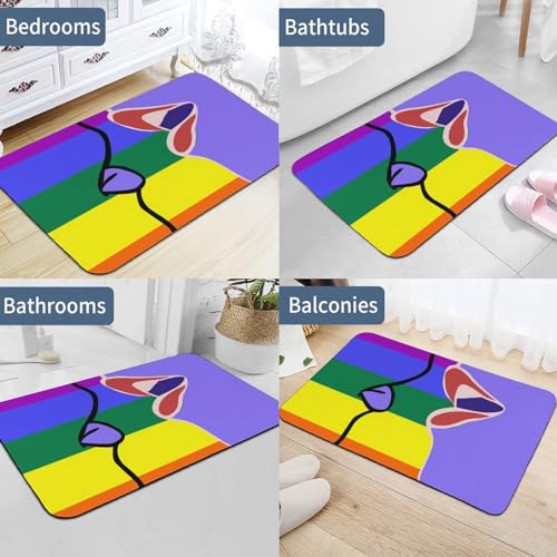 Juego de cortinas de ducha Rainbow Kiss de 4 piezas con alfombrilla para baño 6